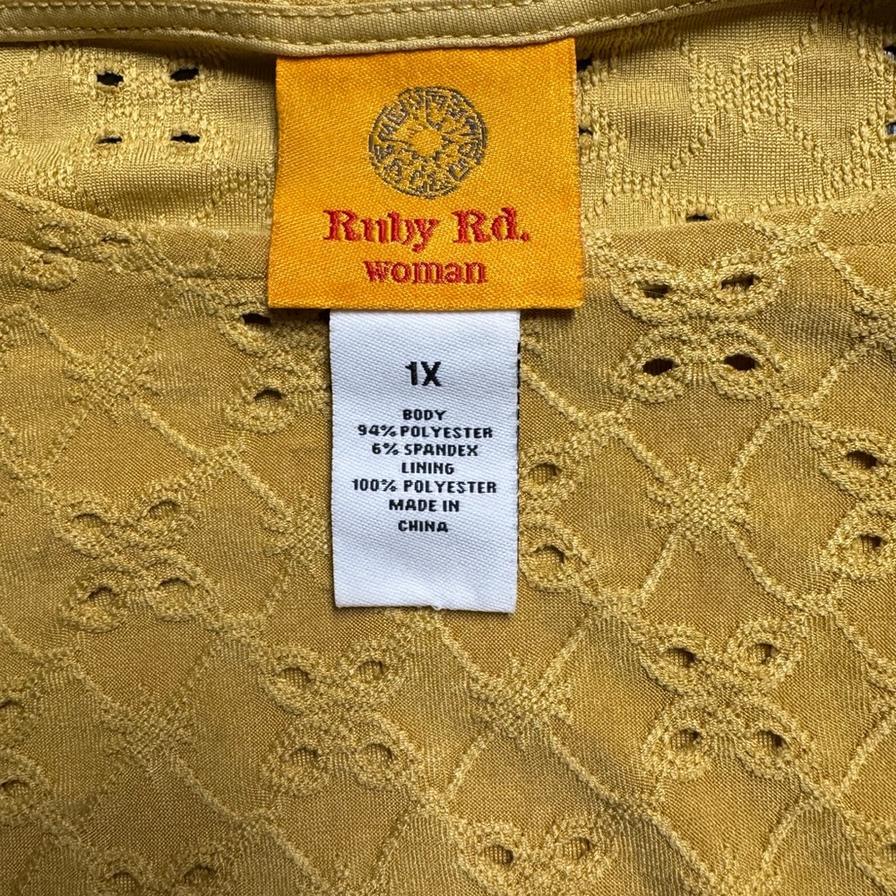 Ruby Rd. Mustard Eyelet Ruffle-Sleeve Tunic - Picture 7 of 7